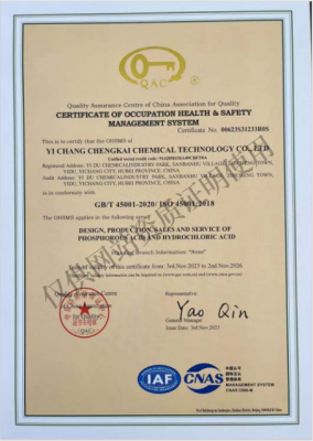 職業(yè)健康安全管理體系認證證書-英